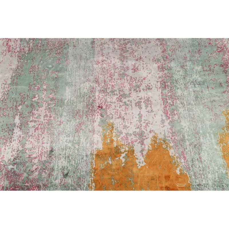Contemporary Abstract Indian Area Rug Handmade Oriental Wool Carpet - 5'5"x 7'8"