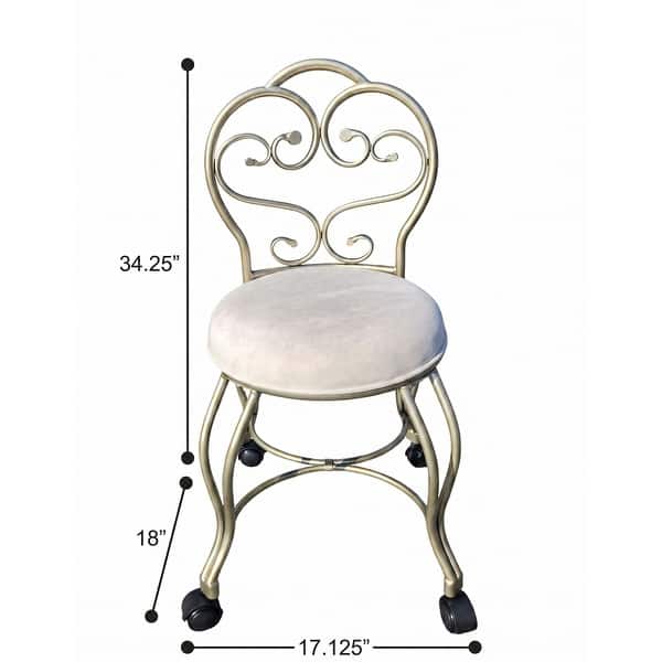 dimension image slide 0 of 2, Carolina Living Victorian Vanity Stool with Back