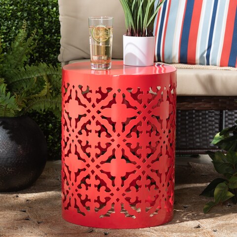 Jamila Modern and Contemporary Red Finished metal Outdoor Side Table