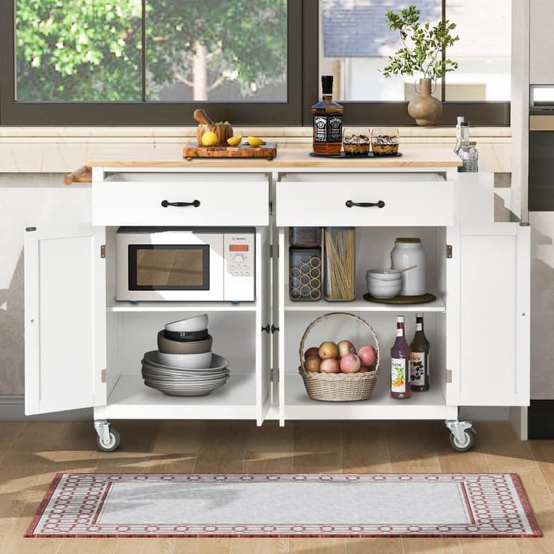Homestyles Kitchen Island Finish with Wood Top Kitchen Cart