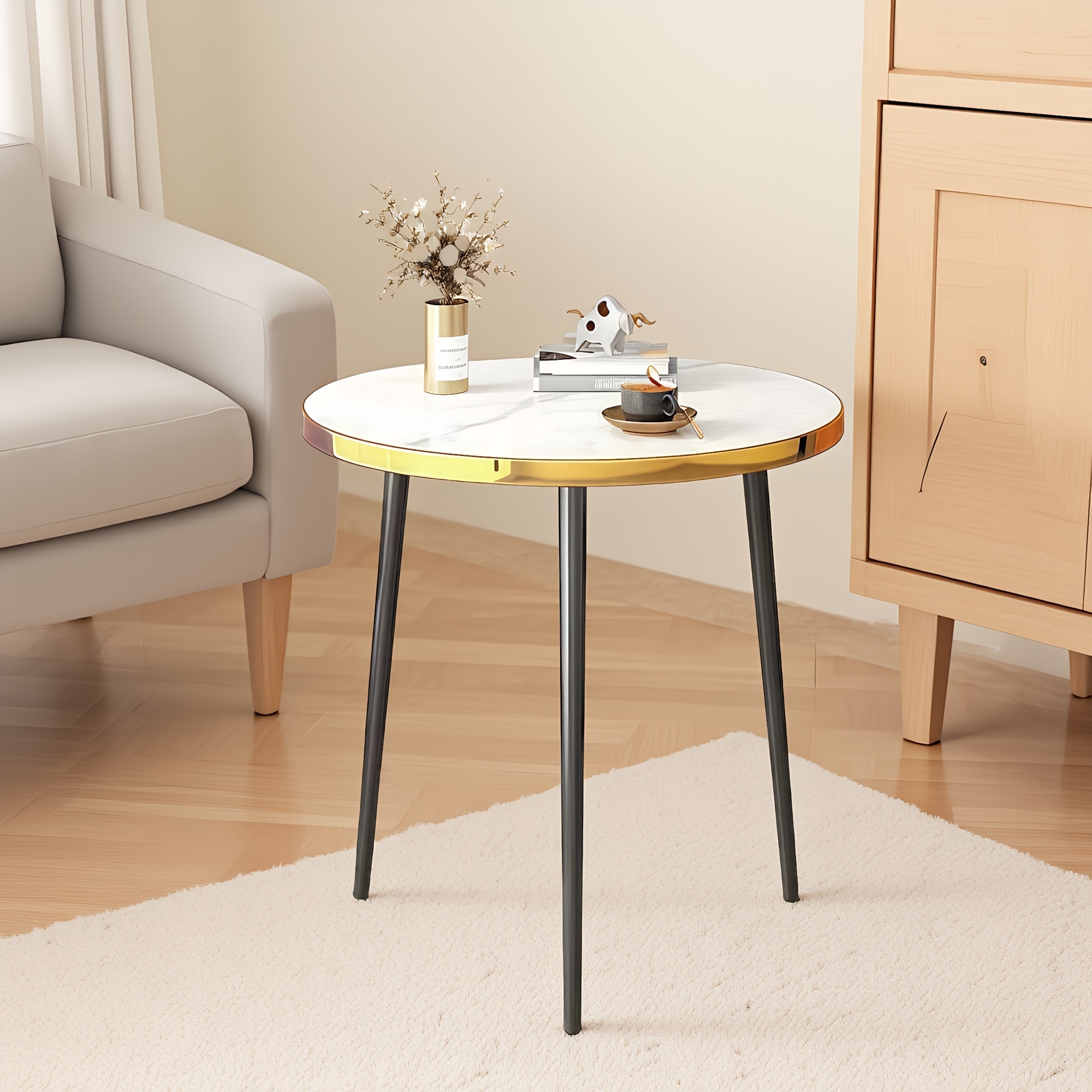 Modern Wooden Dining Coffee Table with Metal Legs