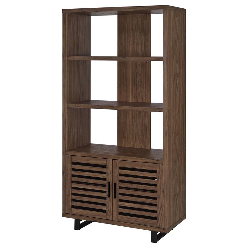 Rodger Walnut 3-shelf Cabinet Bookcase