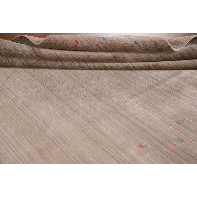 Modern Gabbeh Rug Hand-Knotted Tribal Wool Carpet - 7'11"x 9'7"