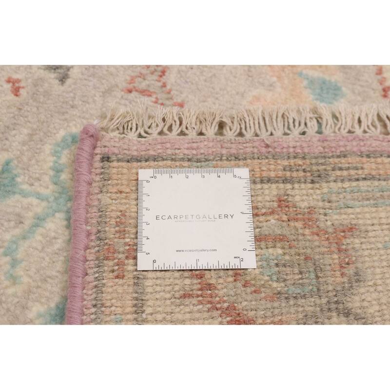 ECARPETGALLERY Hand-knotted Modern Oushak Light Grey Wool Rug - 2'11 x 7'9