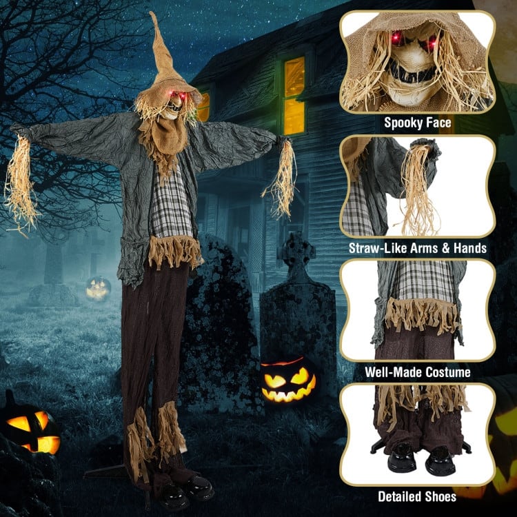 Brown-Black Metal Fabric 7ft Animated Halloween Scarecrow Decoration