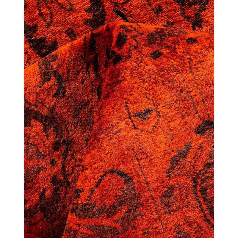 Overdyed, One-of-a-Kind Hand-Knotted Area Rug - Orange - 3' 2" x 5' 5"