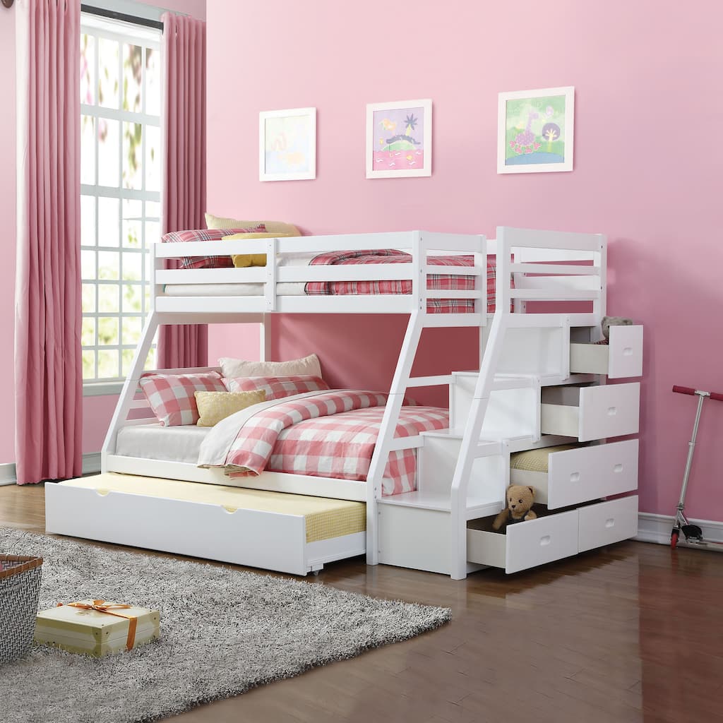 Farley Twin Over Full Bunk Bed with Storage Ladder and Trundle