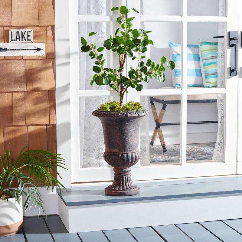 SAFAVIEH Outdoor Fatlina Planter - 14" W x 14" D x 20" H - 14"W x 14"D x 20"H