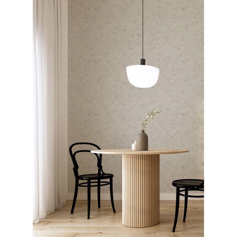 A-Street Prints Mahina Silver Floral Vine Wallpaper