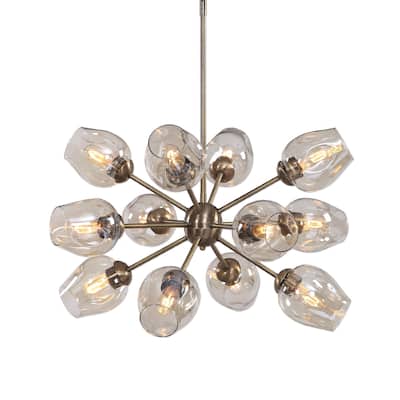 12-Light Sputnik Ceiling Chandelier - 32.5" - Brass Finish