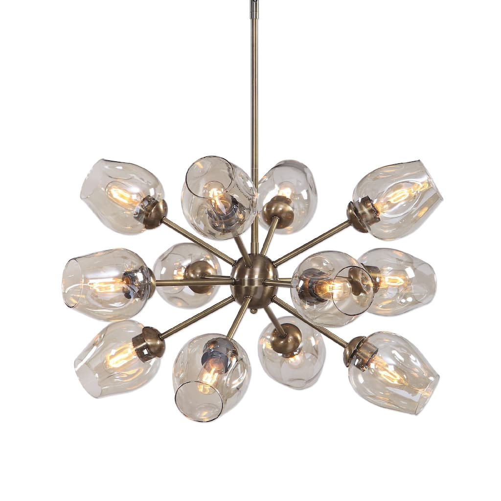 12-Light Sputnik Ceiling Chandelier - 32.5" - Brass Finish