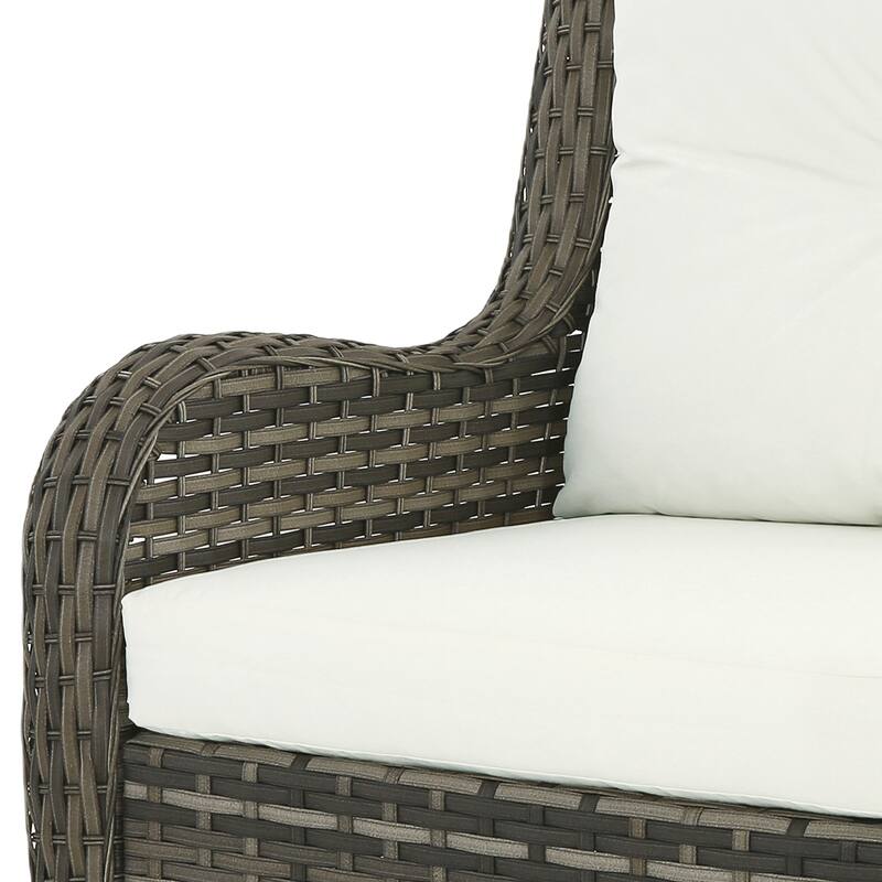 5-Person Outdoor Wicker Patio Conversation Sets with Table and Cushion