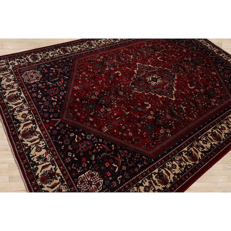 6'9''x9'1'' Hand Knotted Wool Red Joshican Abaden Traditional Rug - 6' 9'' x 9' 1''