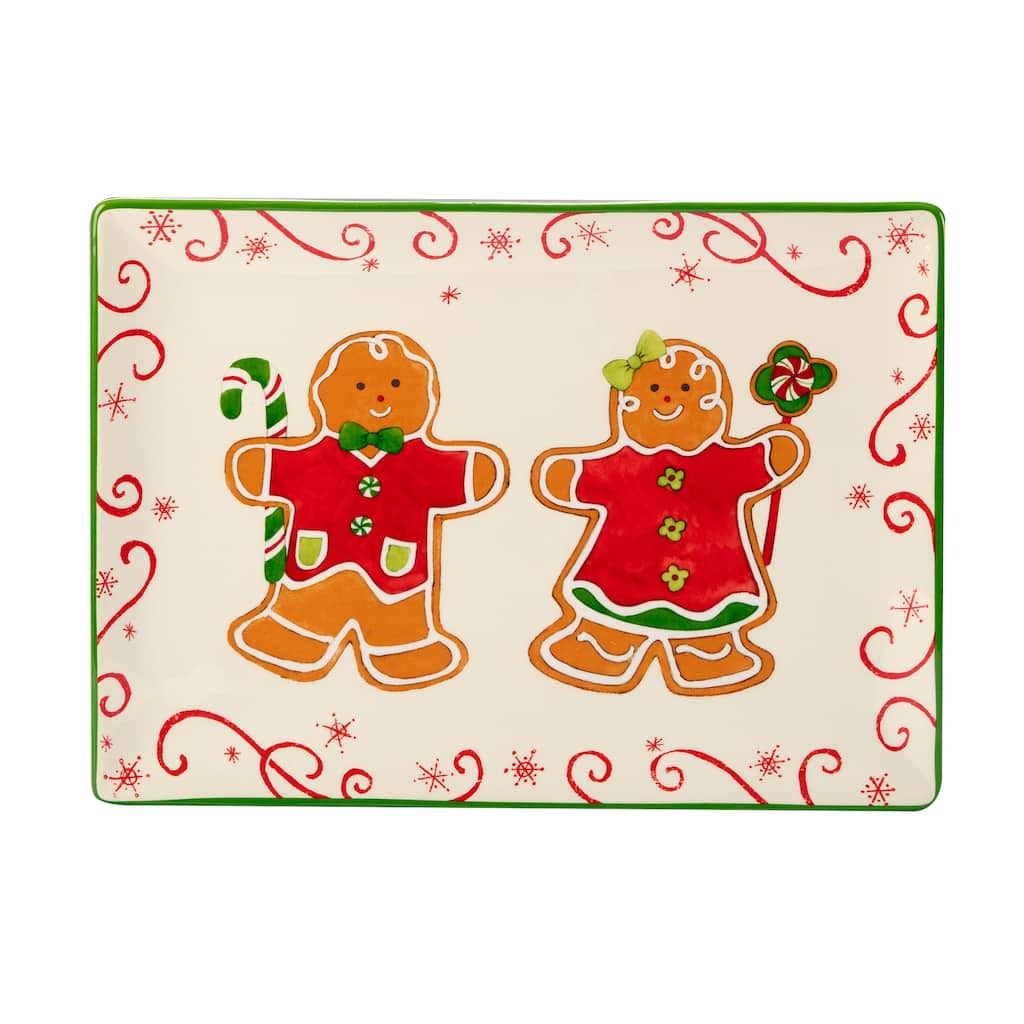 Certified International Holiday Magic Gingerbread 14" x 10" Rectangular Serving Platter
