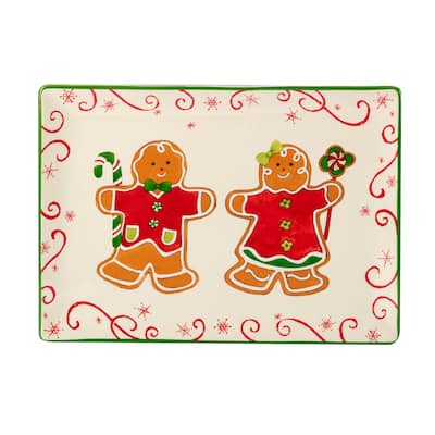 Certified International Holiday Magic Gingerbread 14" x 10" Rectangular Serving Platter