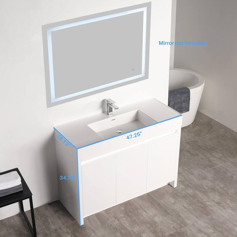 Blossom 48" All Wood Freestanding Bathroom Vanity with Acrylic Sink