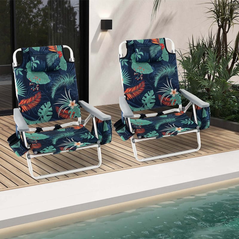 Costway 4-Pack Folding Backpack Beach Chair 5-Position Outdoor - See Details