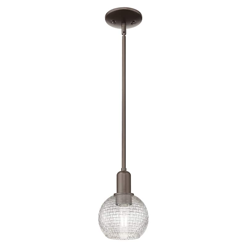 Innovations Lighting Endless Possibilities Arcadia - Athens - 1 Light 6" Basketweave Stem Hung Mini Pendant - Oil Rubbed Bronze