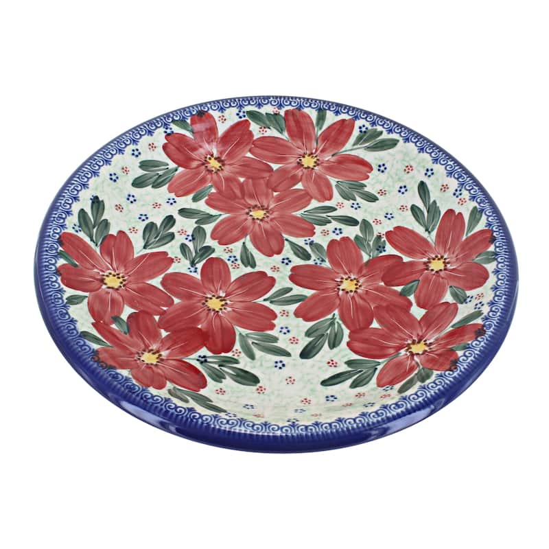 Blue Rose Polish Pottery Vena Dinner Plate - Poinsettia