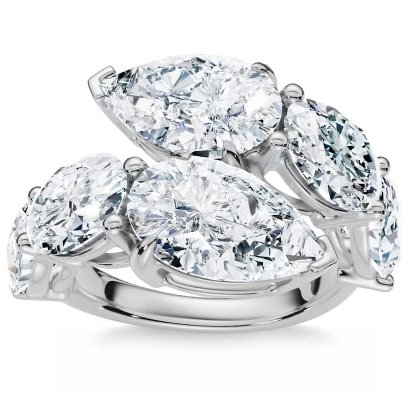 7.10Ct Pear & Oval Shape Bypass Ring Gold Lab Grown