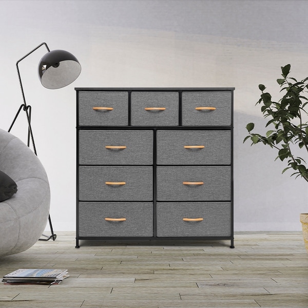 Home Extra Wide Closet Dresser Storage Tower Organizer Unit 9 Drawers