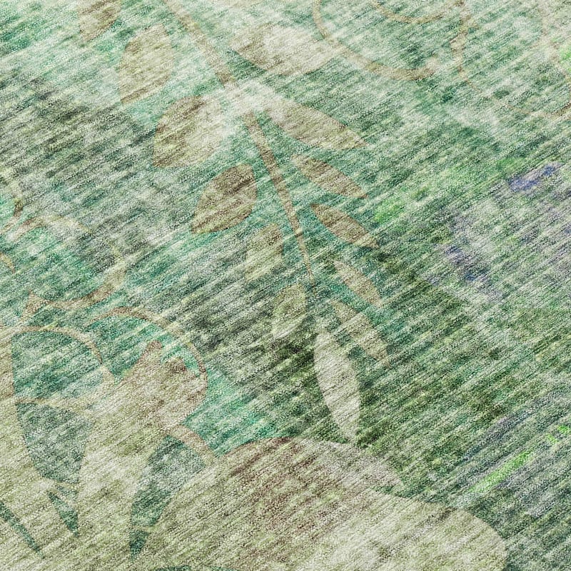 Machine Washable Indoor/ Outdoor Modern Floral Chantille Rug