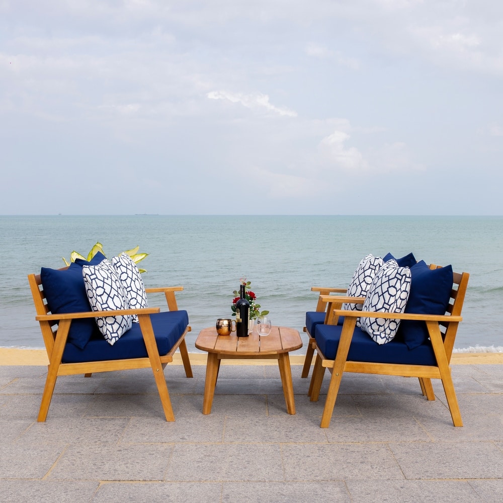 SAFAVIEH Outdoor Deacon 4-piece Conversation Patio Set. - 49" W x 30" D x 31" H