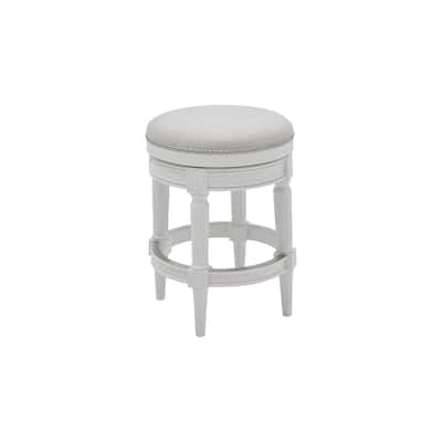 New Ridge Home Good Backless Chapman 26" Counter Height Stool, Farmhouse White with Gray Seat
