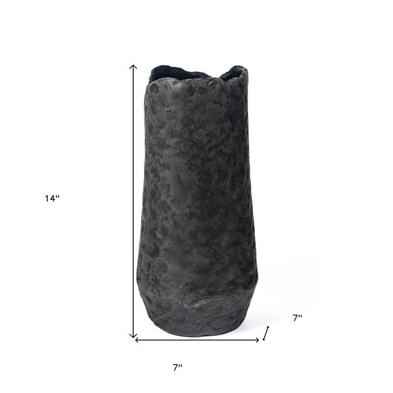 14" Gray Hammered Cylinder Aluminum Table Vase - 7