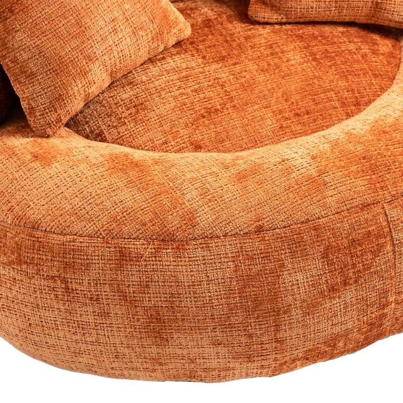 Chenille Lazy Sofa with Pillows