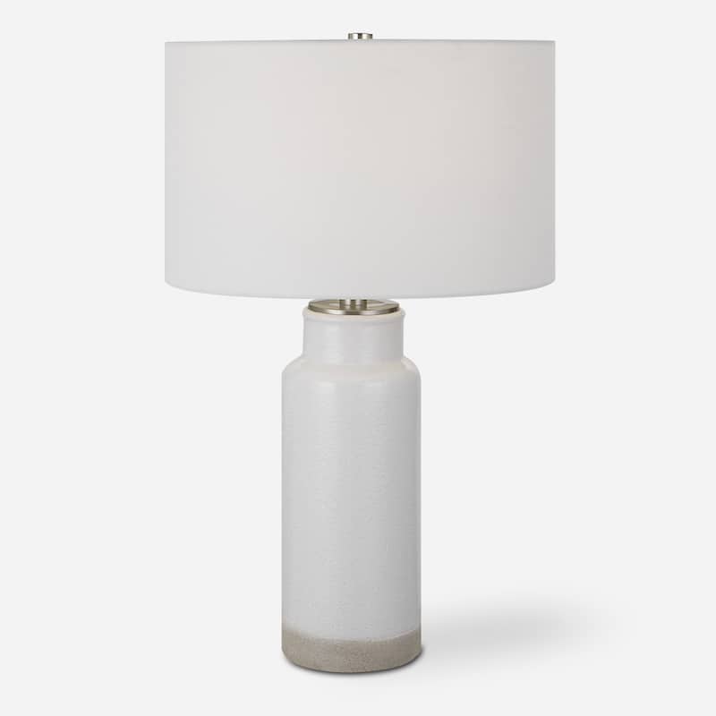 Handcrafted Ceramic Table Lamp with Drum Shade - 28"