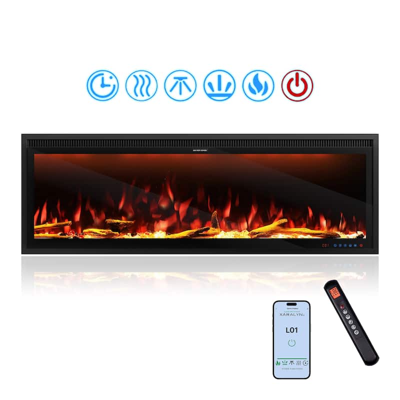 Clihome 42-88" Recessed Wall-Mounted Smart Control Electric Fireplace