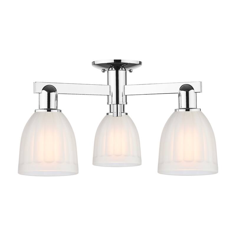 Innovations Lighting 716-3F-12-24 Brookfield Semi-Flush Brookfield 3 - Polished Chrome / White