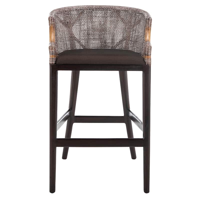 SAFAVIEH Virona Rattan 30-inch Bar Stool - 22.3" W x 20.5" L x 39" H - 22Wx21Dx39H - Dark Brown/Brown