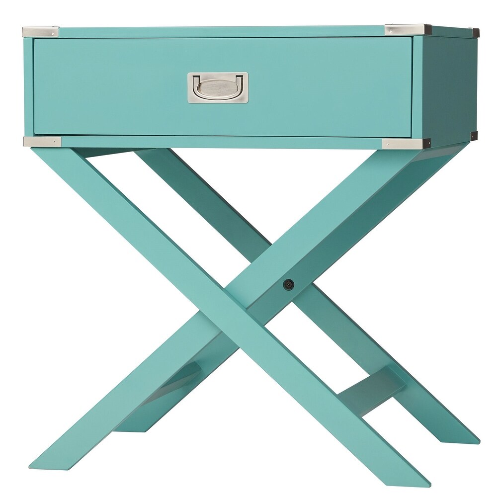 Overstock Marine Green Turquoise 1-Drawer Modern End Table Nightstand