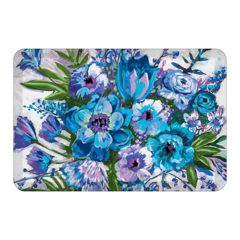 Purple and Blue Posies Anti-Fatigue Kitchen Mat 20"X30" - 20" x 30"