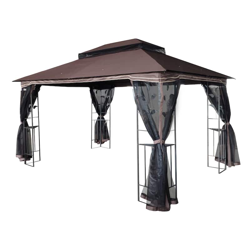 13x10 Outdoor Patio Gazebo Canopy Tent With Ventilated Double Roof And Mosquito net