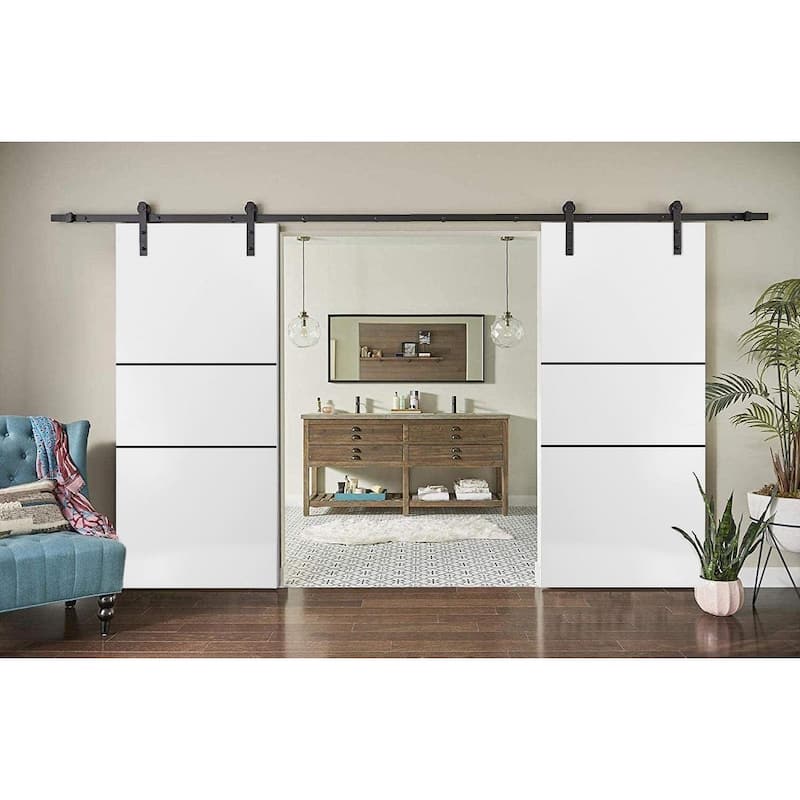 Sturdy Double Barn Door 36 x 80 with Planum 0014 White Silk with 13FT