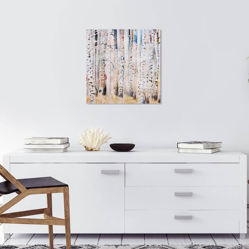 Wynwood Studio Canvas Floral and Botanical Birch Hike Summer White and Farmhouse Wall Art Canvas Print - White, Gray - 20 x 20