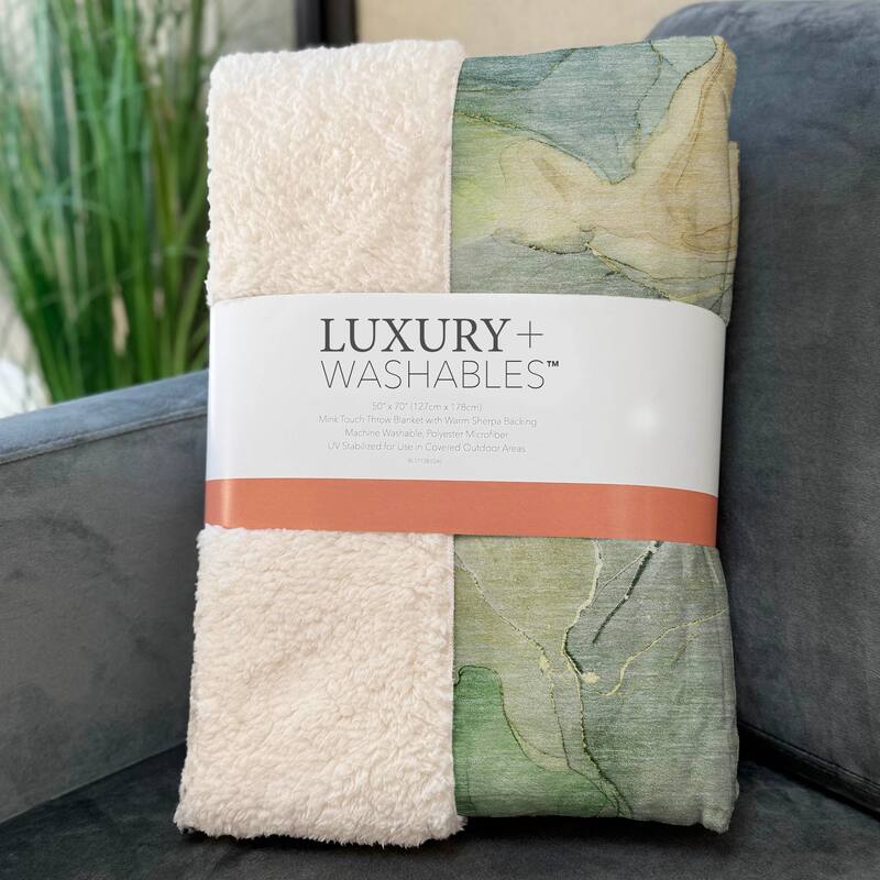 Premium Machine Washable Abstract Contemporary Sherpa Throw Blanket