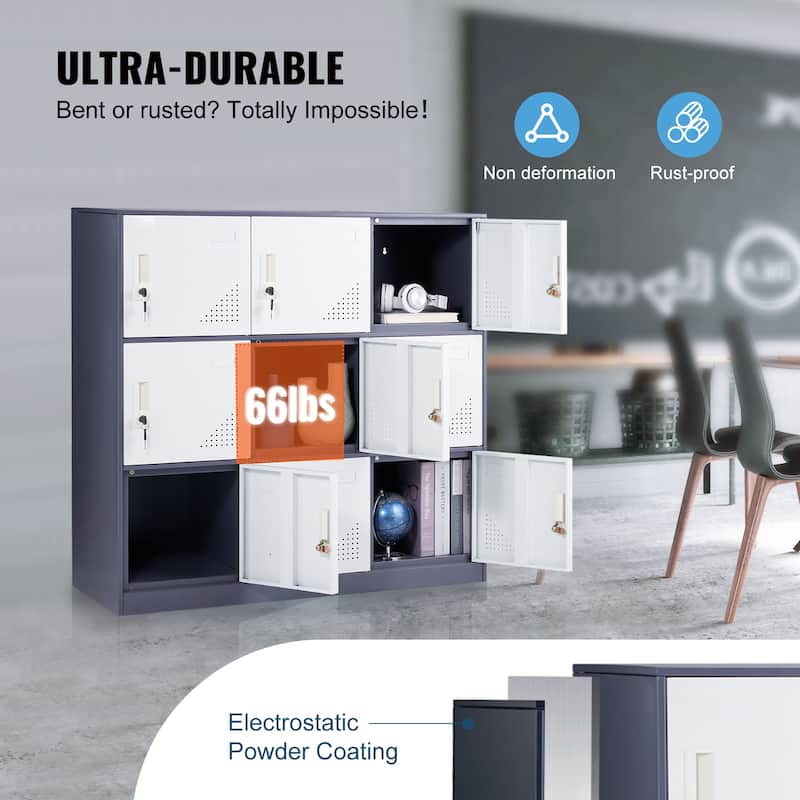 Metal Locker for Employees Storage Lockers for Home, School, Office, Gym - 35.4'' x 17.7'' x 37''