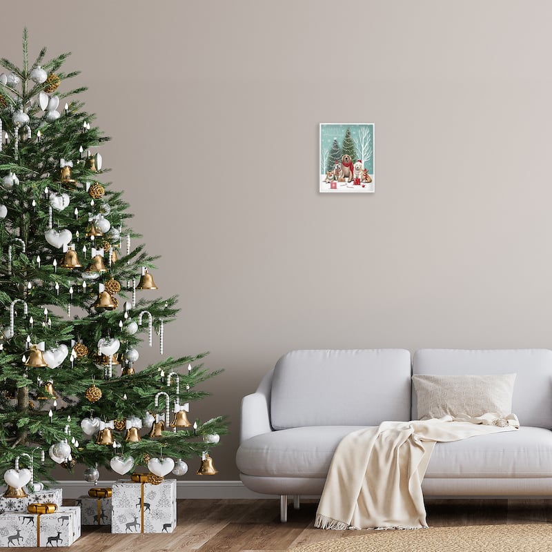 Stupell Festive Winter Dogs Scene Framed Giclee Art Design By Elizabeth Tyndall