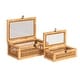preview thumbnail 3 of 10, Rattan and Bamboo Nestable Storage Boxes with Glass Lids, Set of 2