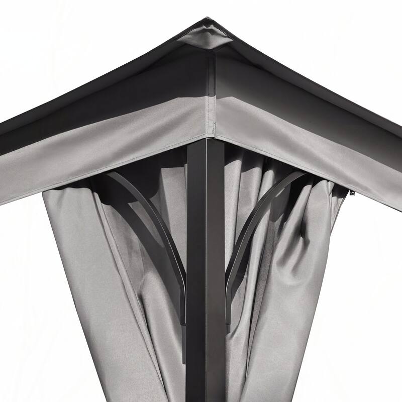 10x12 Outdoor Gazebo Tent with Double Roofs(Grey)