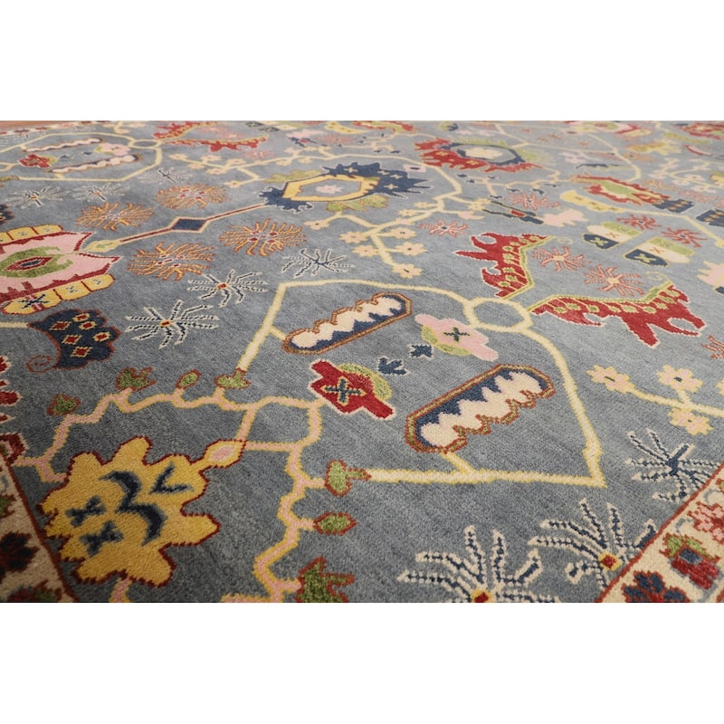 All-Over Oushak Indian Area Rug Handmade Wool Carpet - 8'11"x 11'8"