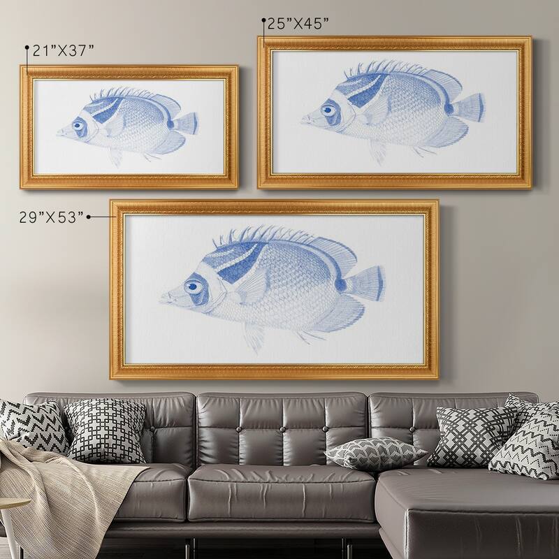 Blue & White Tropical Fish IV Premium Framed Canvas- Ready to Hang