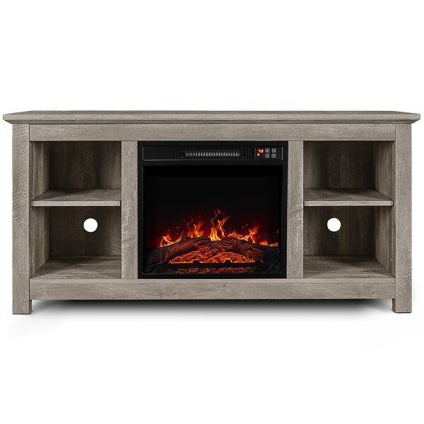 Shop Belleze 50 Wood Tv Console With Electric Fireplace For Tv S