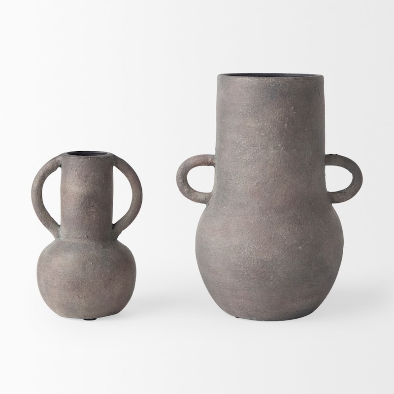 Armani Brown And Gray Ceramic Vase (7")