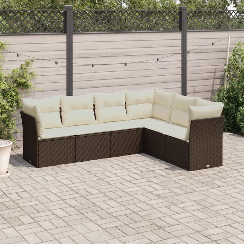 vidaXL Garden Sofa Set Brown PE rattan Large Adjustable Feet - 24.4 x 24.4 x 27.2