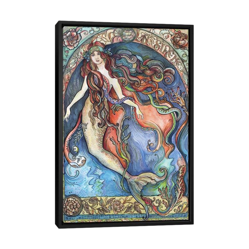 iCanvas "A Mermaid - La Sirene" by Fanitsa Petrou Framed Canvas Print - Black - 40x26